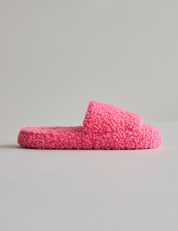 플러프 양털 층간소음 슬리퍼 뽀글이 털실내화 핑크 (여성용)